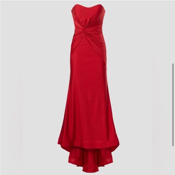 Faviana Red Elegant Strapless Front Knot Evening Gown Size 4 - Picture 11 of 11